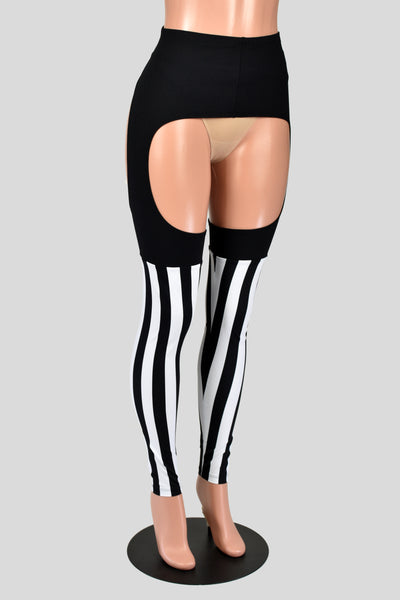 Black and White Striped Leg Chaps (stretch leggings)