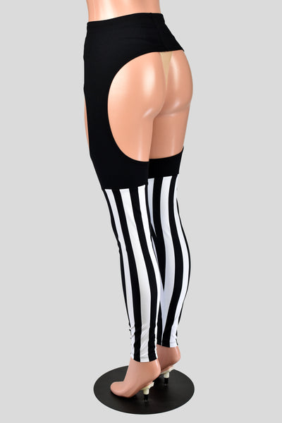 Black and White Striped Leg Chaps (stretch leggings)