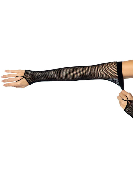 Black Fishnet Arm Warmers with Finger Loop (made by Leg Avenue)