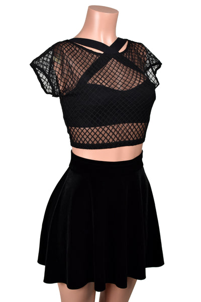 Black Cross Strap Mesh Back Bralette (made by Leto Accessories)