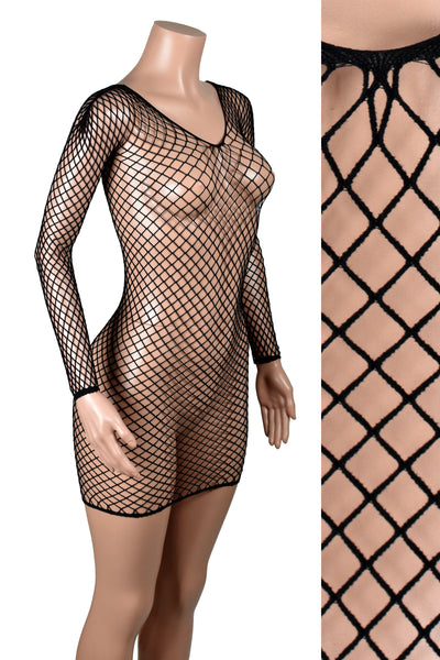 Black Fishnet Mini Dress Bodystocking (made by Be Wicked)