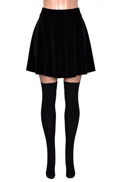 Black Opaque Nylon Thigh High Tights (made by Be Wicked)