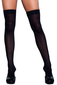 Black Opaque Nylon Thigh High Tights (made by Be Wicked)