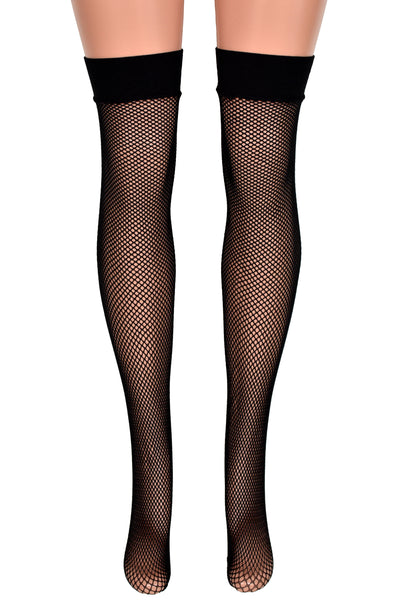 Black Fishnet Nylon Thigh High Tights (made by Be Wicked)