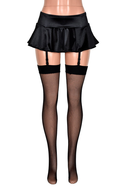 Black Fishnet Nylon Thigh High Tights (made by Be Wicked)