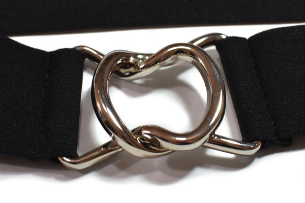 Black, Red, or White Elastic Waist Belt with Silver Buckle (1.5" wide)