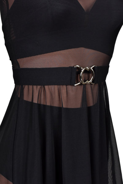 Black, Red, or White Elastic Waist Belt with Silver Buckle (1.5" wide)