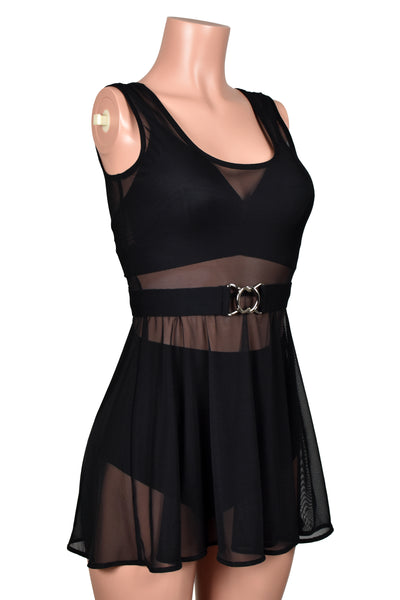 Black, Red, or White Elastic Waist Belt with Silver Buckle (1.5" wide)