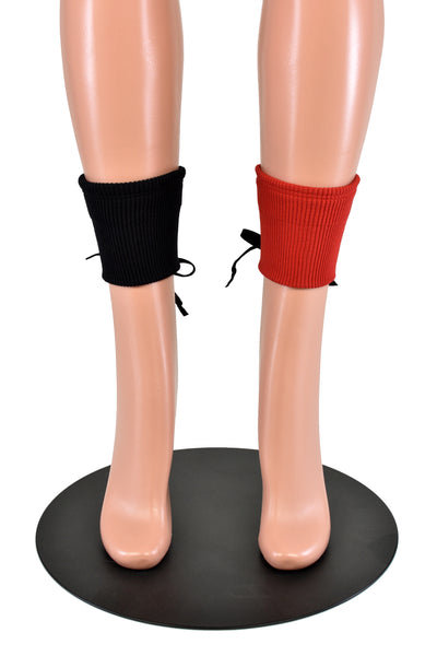 Black and Red Lace-Up Ankle Boot Cuffs