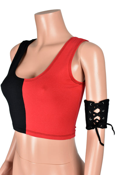 Black and Red Lace-Up Ankle Boot Cuffs