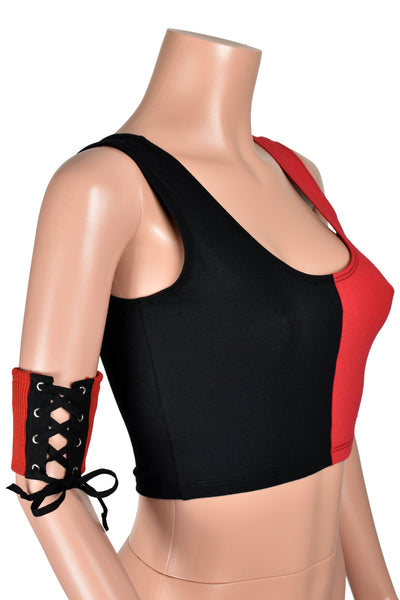 Black and Red Lace-Up Ankle Boot Cuffs