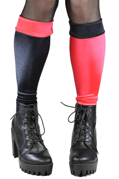 Black and Red Stretch Satin Leg Warmers