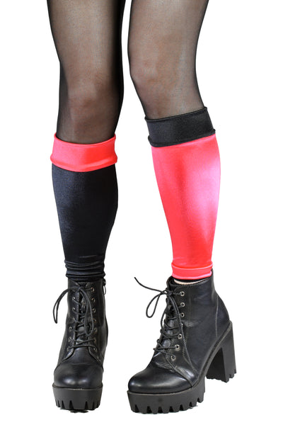 Black and Red Stretch Satin Leg Warmers