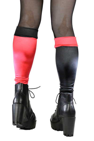Black and Red Stretch Satin Leg Warmers