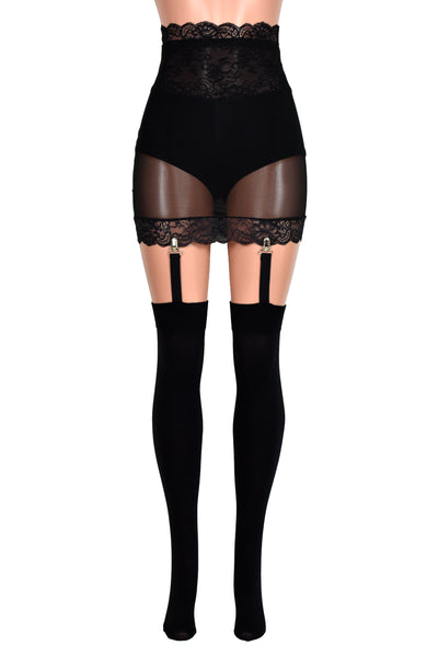 Black Suspender Garter Thigh High Tights (made by Leg Avenue)