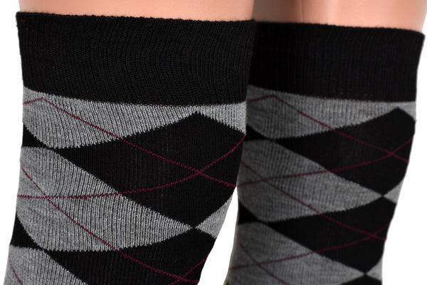 Black, Grey, and Red Argyle Over the Knee Socks (made by Leg Avenue)