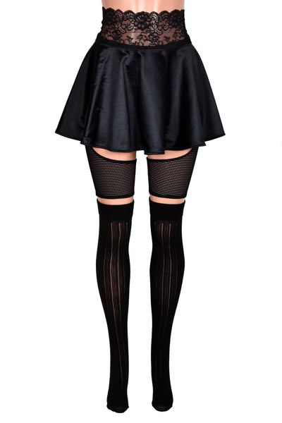 Sheer Black Rib Knit Over the Knee Socks (made by Leg Avenue)