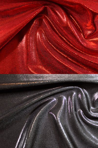 Black and Red Metallic Mystique Flared Mini Skirt