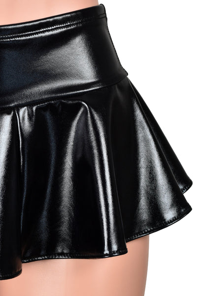 Shiny Metallic Black Micro Mini Skirt