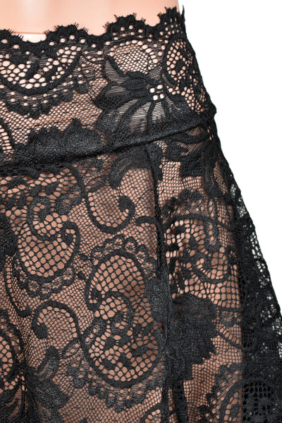Black Lace Flared Skirt (14" Length)