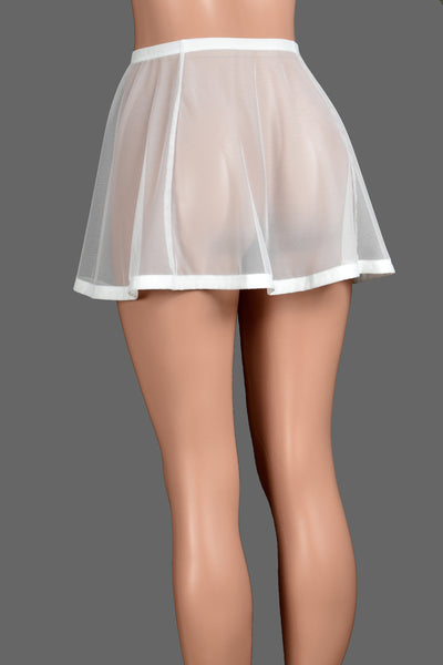 Flared White Mesh and Elastic Skirt (14" Length)
