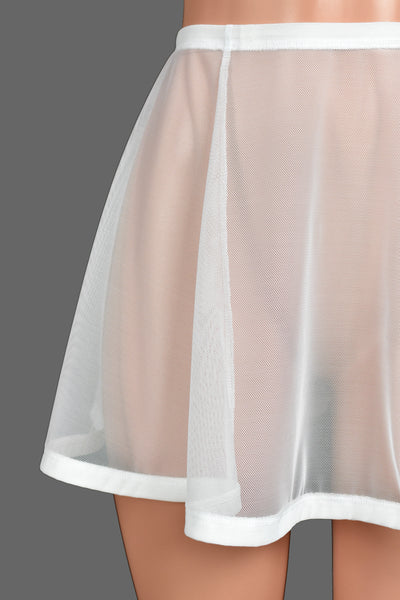 Flared White Mesh and Elastic Skirt (14" Length)