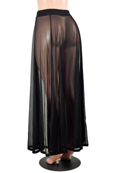 Sheer Black Mesh Maxi Skirt