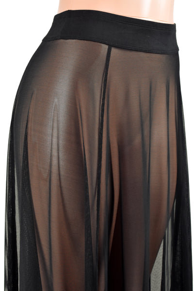 Sheer Black Mesh Maxi Skirt