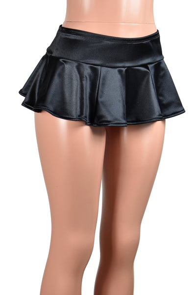 Black Stretch Satin Micro Mini Skirt
