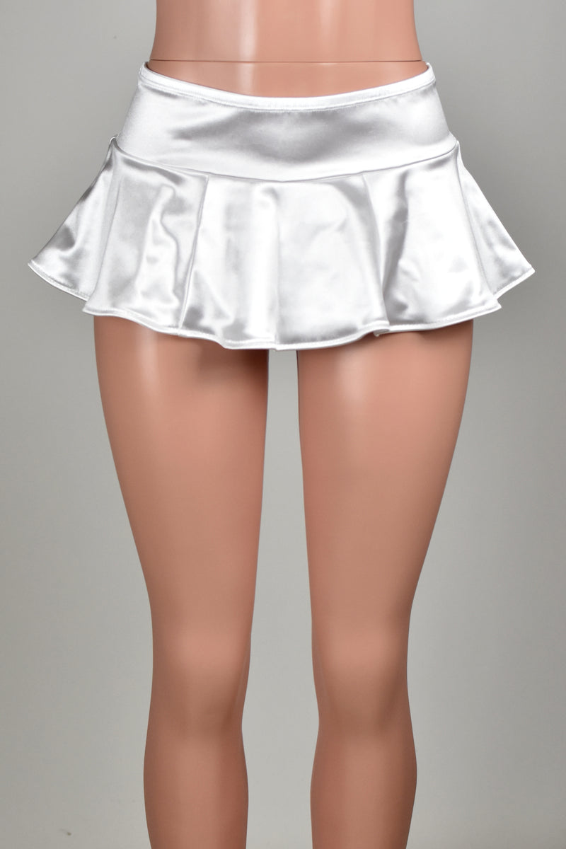 White Stretch Satin Micro Mini Skirt Spandex Plus Size Lingerie Deranged Designs 