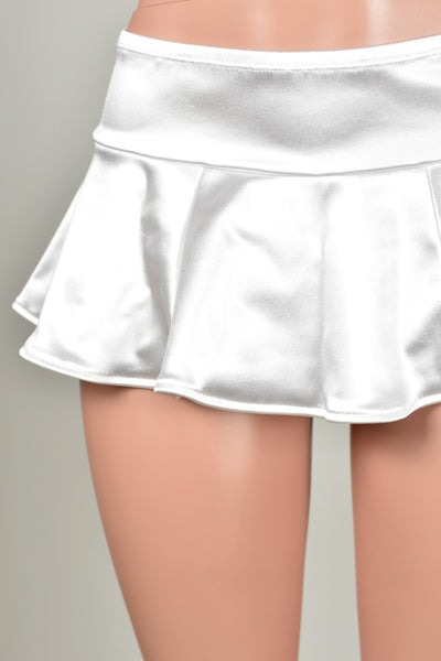 White Stretch Satin Micro Mini Skirt