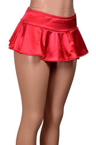 Red Stretch Satin Micro Mini Skirt