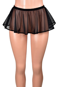 Black Mesh Micro Mini Skirt (8" long)