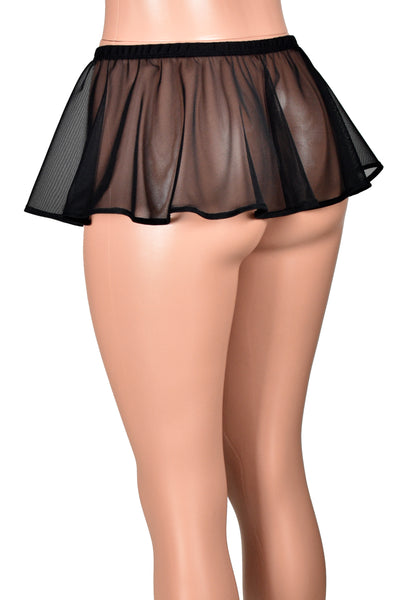 Black Mesh Micro Mini Skirt (8" long)