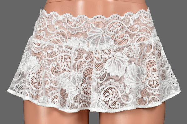 Sheer White Lace Micro Mini Skirt