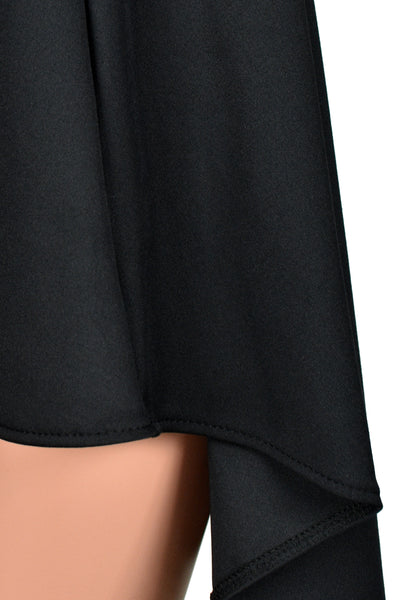 Black Poly/Spandex Handkerchief Hem Skirt