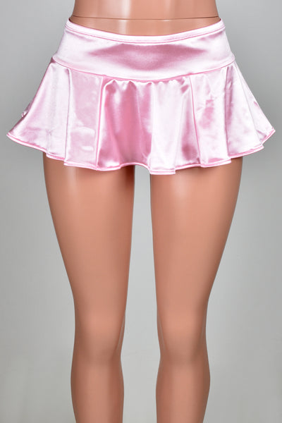 Light Pink Stretch Satin Micro Mini Skirt