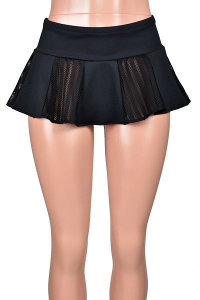 Black Sheer Stripe Mesh Micro Mini Skirt