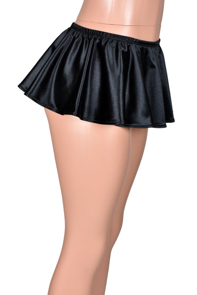 Black Stretch Satin Micro Mini Skirt (8" long)