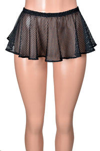 Black Sheer Square Net Micro Mini Skirt (8" long)