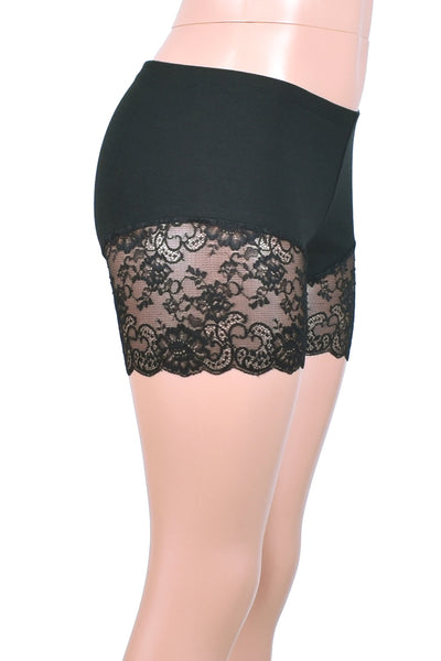 Black Lace Leg Shorts (3.5" inseam)