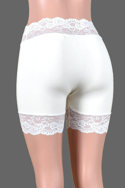 2.5" White Stretch Lace Shorts (5" Inseam)