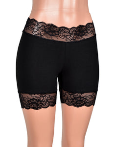2.5" Black Stretch Lace Shorts (5" inseam)