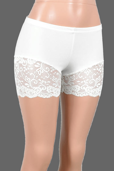 White Lace Leg Shorts (3.5" inseam)