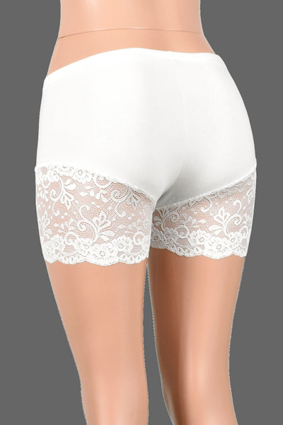 White Lace Leg Shorts (3.5" inseam)