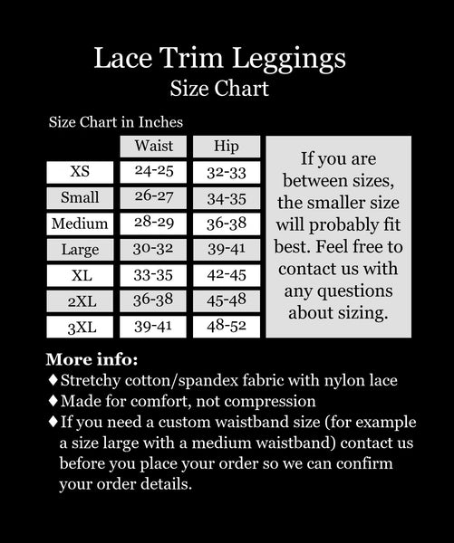 Black Cotton Spandex Lace-Waist Leggings