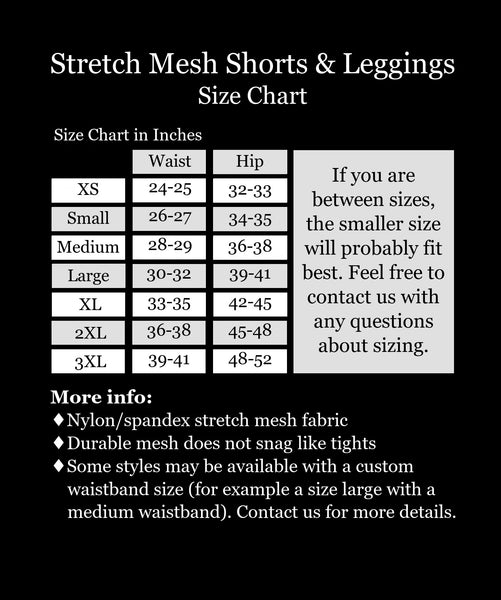 Black Mesh Lace Leg Shorts (3.5" inseam)